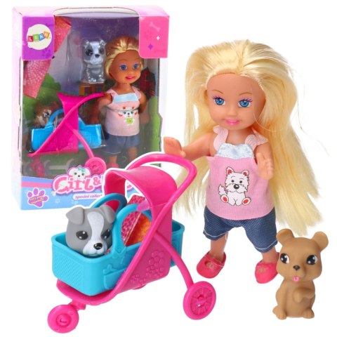 LEAN Toys Zestaw Mini Laleczka Wózek Nosidełko Pieski Szary Brązowy LEAN Toys Zestaw Mini Laleczka Wózek Nosidełko Pieski Szary Brązowy