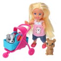 LEAN Toys Zestaw Mini Laleczka Wózek Nosidełko Pieski Szary Brązowy