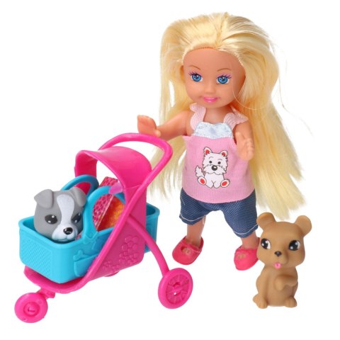 LEAN Toys Zestaw Mini Laleczka Wózek Nosidełko Pieski Szary Brązowy LEAN Toys Zestaw Mini Laleczka Wózek Nosidełko Pieski Szary Brązowy