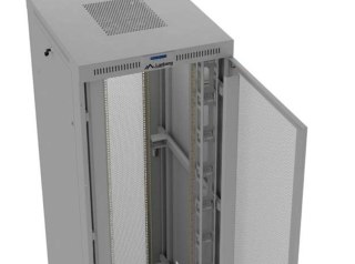Szafa instalacyjna rack stojąca 19 cali 47U 800x1000 szara drzwi perforowane LCD (flat pack) V2