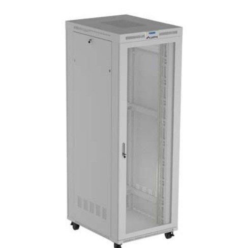 Szafa instalacyjna rack stojąca 19" 47U 800x1200 szara drzwi perforowane LCD ( flat pack) V2 Lanberg