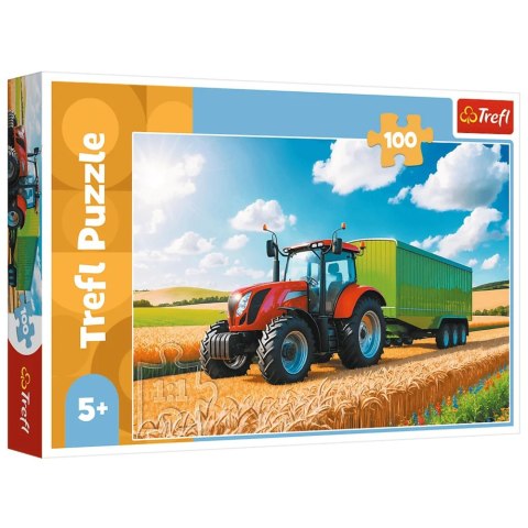 Trefl Puzzle Puzzle 100 - Maszyny rolnicze - traktor z przyczepą Trefl 16494