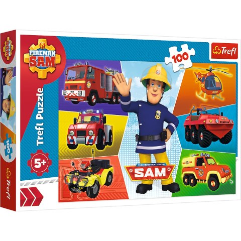 Puzzle - 100 - Pojazdy Strażaka Sama - Trefl 16354