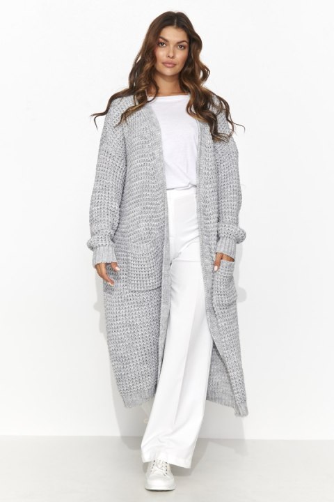Sweter Kardigan Model NU_S99 Grey Melange - Numinou Sweter Kardigan Model NU_S99 Grey Melange - Numinou
