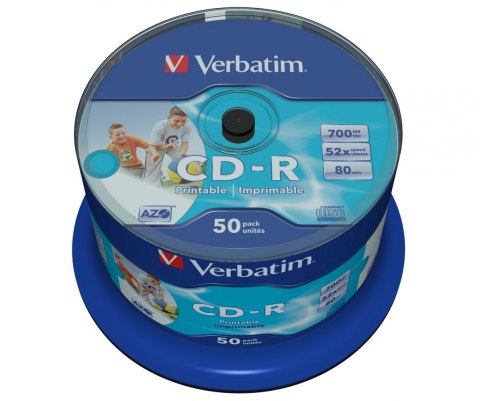 CD-R 52x 700MB 50P CB Printable 43438 Verbatim