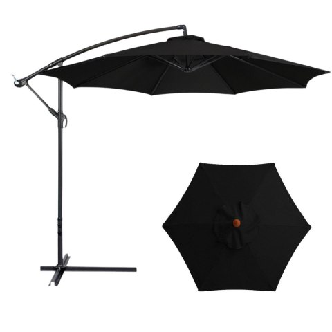 LEAN Parasol Ogrodowy Boczny Z Regulacją Pochyłu Pokrowiec 350 x 250cm Czarny