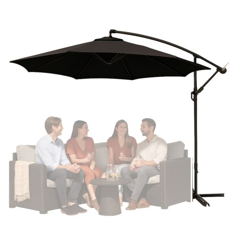 LEAN Parasol Ogrodowy Boczny Z Regulacją Pochyłu Pokrowiec 350 x 250cm Czarny