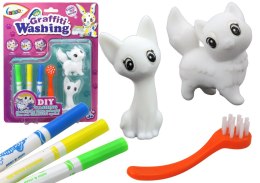 LEAN Toys Zestaw Artystyczny DIY Kotki Figurki 2szt Pisaki Szczotka