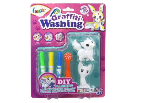 LEAN Toys Zestaw Artystyczny DIY Kotki Figurki 2szt Pisaki Szczotka