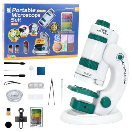 LEAN Toys Przenośny Mikroskop Edukacyjny Dla Dzieci 2w1 60X/180X Akcesoria