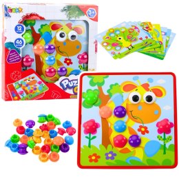 LEAN Toys Układanka Guzikowa Mozaika Kreatywna Kolorowa 12 Plansz 46 Guzików