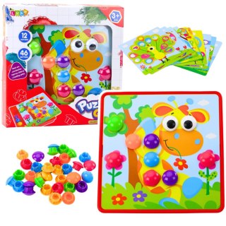 LEAN Toys Układanka Guzikowa Mozaika Kreatywna Kolorowa 12 Plansz 46 Guzików