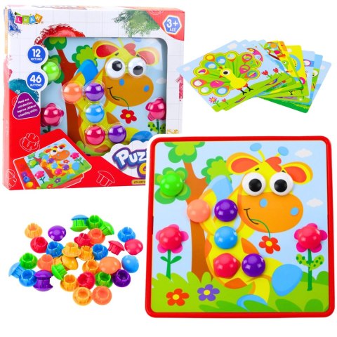 LEAN Toys Układanka Guzikowa Mozaika Kreatywna Kolorowa 12 Plansz 46 Guzików