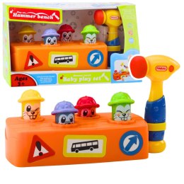 LEAN Toys Zabawka Interaktywna Kolorowy Tłuczek Młotek Chomiki Roboty Drogowe