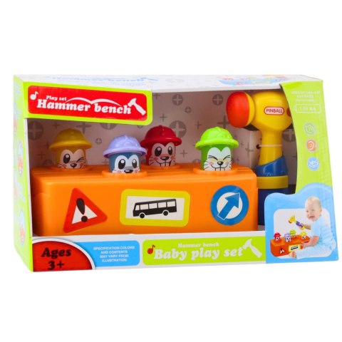LEAN Toys Zabawka Interaktywna Kolorowy Tłuczek Młotek Chomiki Roboty Drogowe