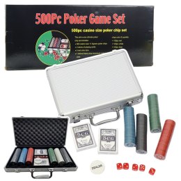 LEAN Toys Zestaw Do Gry W Pokera Profesjonalny Aluminiowa Walizka 500 el.