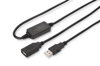 Kabel przedłużający USB 2.0 HighSpeed Typ USB A/USB A M/Ż aktywny, czarny 15m Digitus