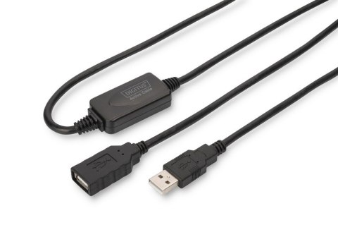 Kabel przedłużający USB 2.0 HighSpeed Typ USB A/USB A M/Ż aktywny, czarny 15m Digitus