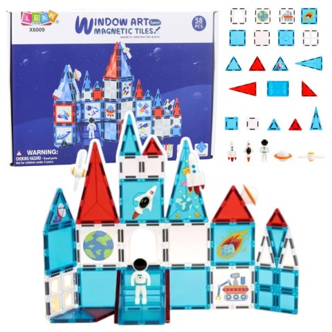 LEAN Toys Klocki Konstrukcyjne Magnetyczne Okienka Kosmiczne 58 el.