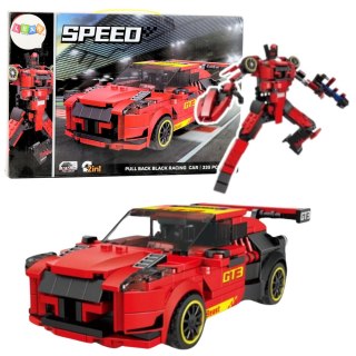 LEAN Toys Klocki Konstrukcyjne Robot Auto 2w1 GT3 Czerwony 335 el.