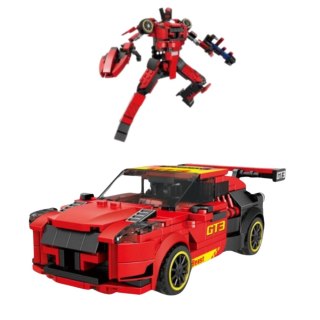 LEAN Toys Klocki Konstrukcyjne Robot Auto 2w1 GT3 Czerwony 335 el.