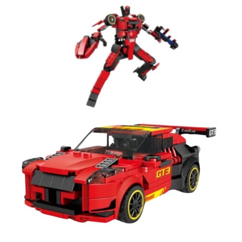 LEAN Toys Klocki Konstrukcyjne Robot Auto 2w1 GT3 Czerwony 335 el.