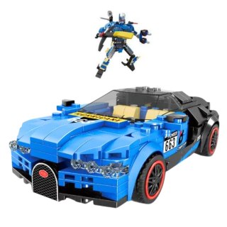 LEAN Toys Klocki Konstrukcyjne Robot Auto 2w1 Hurricane Niebieski 328 el.