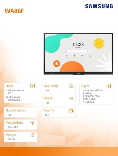 Monitor interaktywny 86 cali WA86F LH86WAFWLGCXEN Samsung