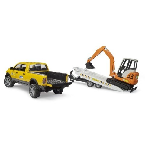 Auto Dodge RAM 2500 Service z przyczepką i mini koparką BRUDER