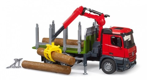 Ciężarówka Mercedes Benz Arocs z dźwigiem do przewozu drewna + 3 kłody BRUDER