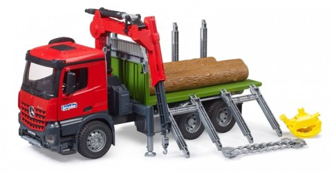 Ciężarówka Mercedes Benz Arocs z dźwigiem do przewozu drewna + 3 kłody BRUDER