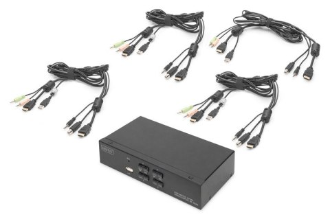 Przełącznik KVM 4 portowy HDMI, 4K 30Hz Digitus
