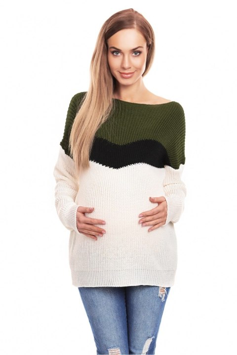 Sweter Ciążowy Model 40023 Khaki - PeeKaBoo Sweter Ciążowy Model 40023 Khaki - PeeKaBoo