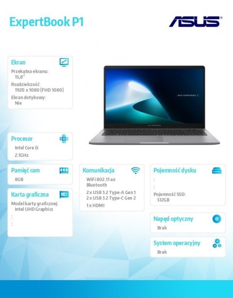 Notebook ExpertBook P1 P1503CVA-S70908 i5-13420H 8GB/512GB/noOS