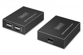 Przedłużacz (extender) po skrętce kat.6 USB 2.0 do 150m, 4x USB-A do 480 Mbps, 1x RJ45 (Gigabit Ethernet) - zestaw (odbiornik/na Digitus