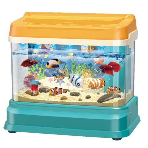LEAN Toys Akwarium Na Wodę Edukacyjne Magnetyczne Rybki Lampka LED Dźwięki Bąbelki