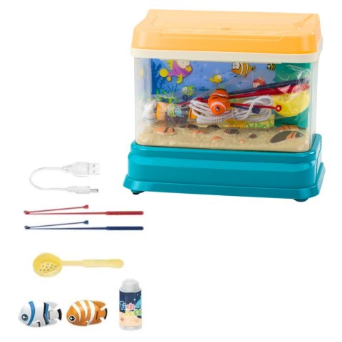 LEAN Toys Akwarium Na Wodę Edukacyjne Magnetyczne Rybki Lampka LED Dźwięki Bąbelki