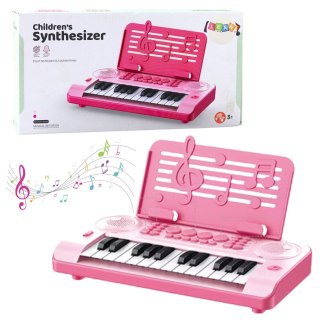 LEAN Toys Elektroniczne Pianinko Edukacyjne 24K Podstawka Na Nuty Różowe