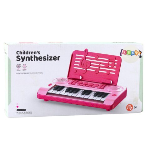 LEAN Toys Elektroniczne Pianinko Edukacyjne 24K Podstawka Na Nuty Różowe
