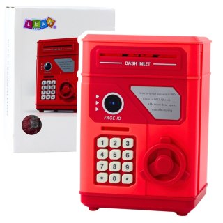 LEAN Toys Elektroniczny Sejf Bankomat Skarbonka Na PIN Dla Dzieci Czerwony