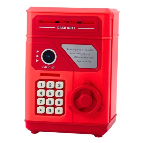 LEAN Toys Elektroniczny Sejf Bankomat Skarbonka Na PIN Dla Dzieci Czerwony