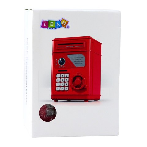 LEAN Toys Elektroniczny Sejf Bankomat Skarbonka Na PIN Dla Dzieci Czerwony
