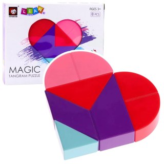 LEAN Toys Klocki Magnetyczne Tangram Układanka Serce Naklejki 8 el.
