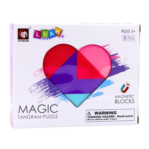 LEAN Toys Klocki Magnetyczne Tangram Układanka Serce Naklejki 8 el.