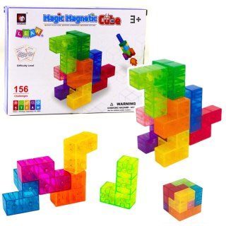 LEAN Toys Klocki Magnetyczne Układanka Magic Cube 156 Kart Z Wyzwaniami 9 el.