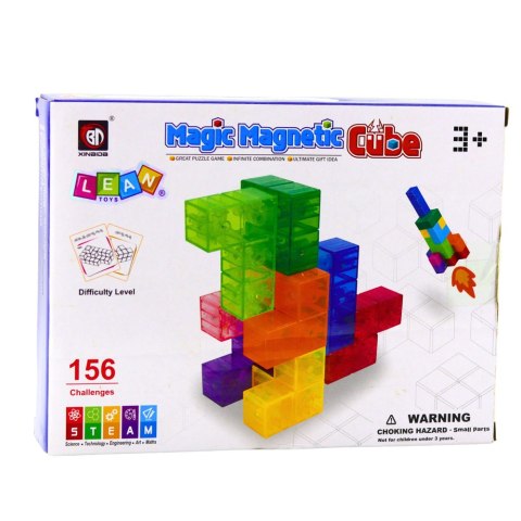 LEAN Toys Klocki Magnetyczne Układanka Magic Cube 156 Kart Z Wyzwaniami 9 el.