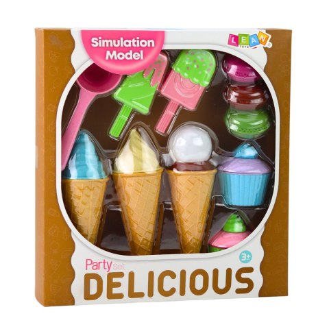 LEAN Toys Zestaw Lodów i Słodkośći Babeczki Makaroniki Odgrywanie Ról