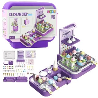LEAN Toys Zestaw Walizka Z Lodami Mobilny Sklepik Lodziarnia Kuchnia 3w1 62 el.