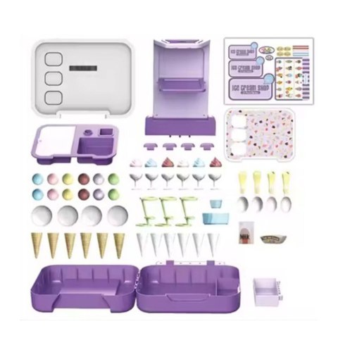 LEAN Toys Zestaw Walizka Z Lodami Mobilny Sklepik Lodziarnia Kuchnia 3w1 62 el.