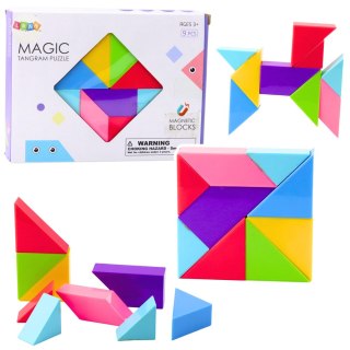 LEAN Toys Klocki Magnetyczne Tangram Kolorowa Układanka Naklejki 9 el.